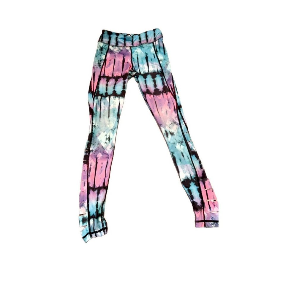 90 Degrees By Reflex Space Dye Leggings Girls Size Medium 10 Purple Full Length